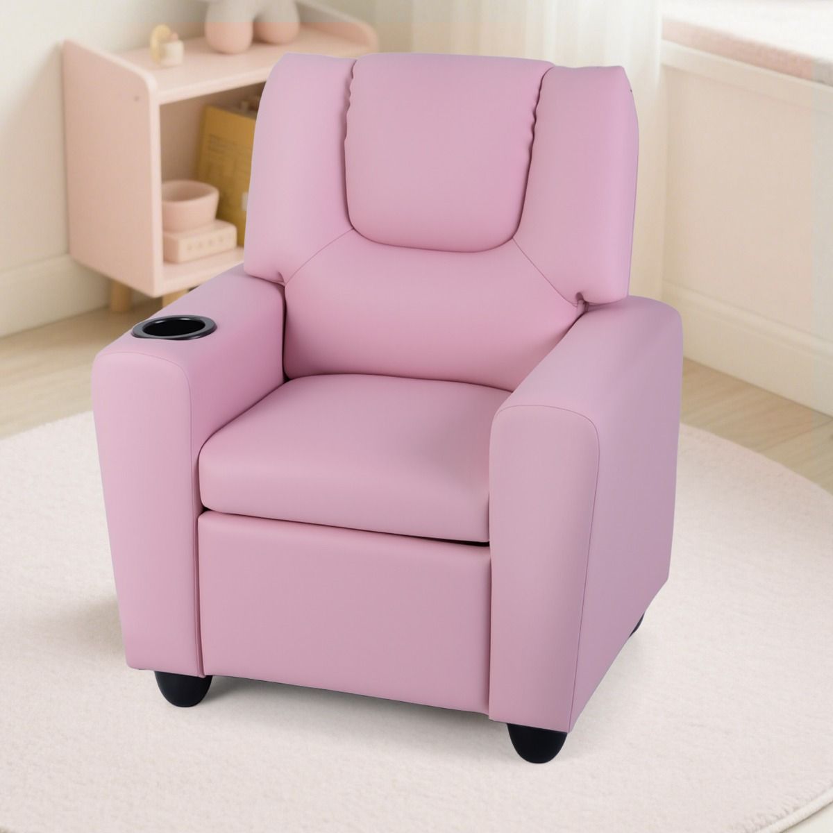 Coast Kindersessel mit Relaxfunktion – verstellbare Rückenlehne und Fußstütze – Getränkehalter – rosa