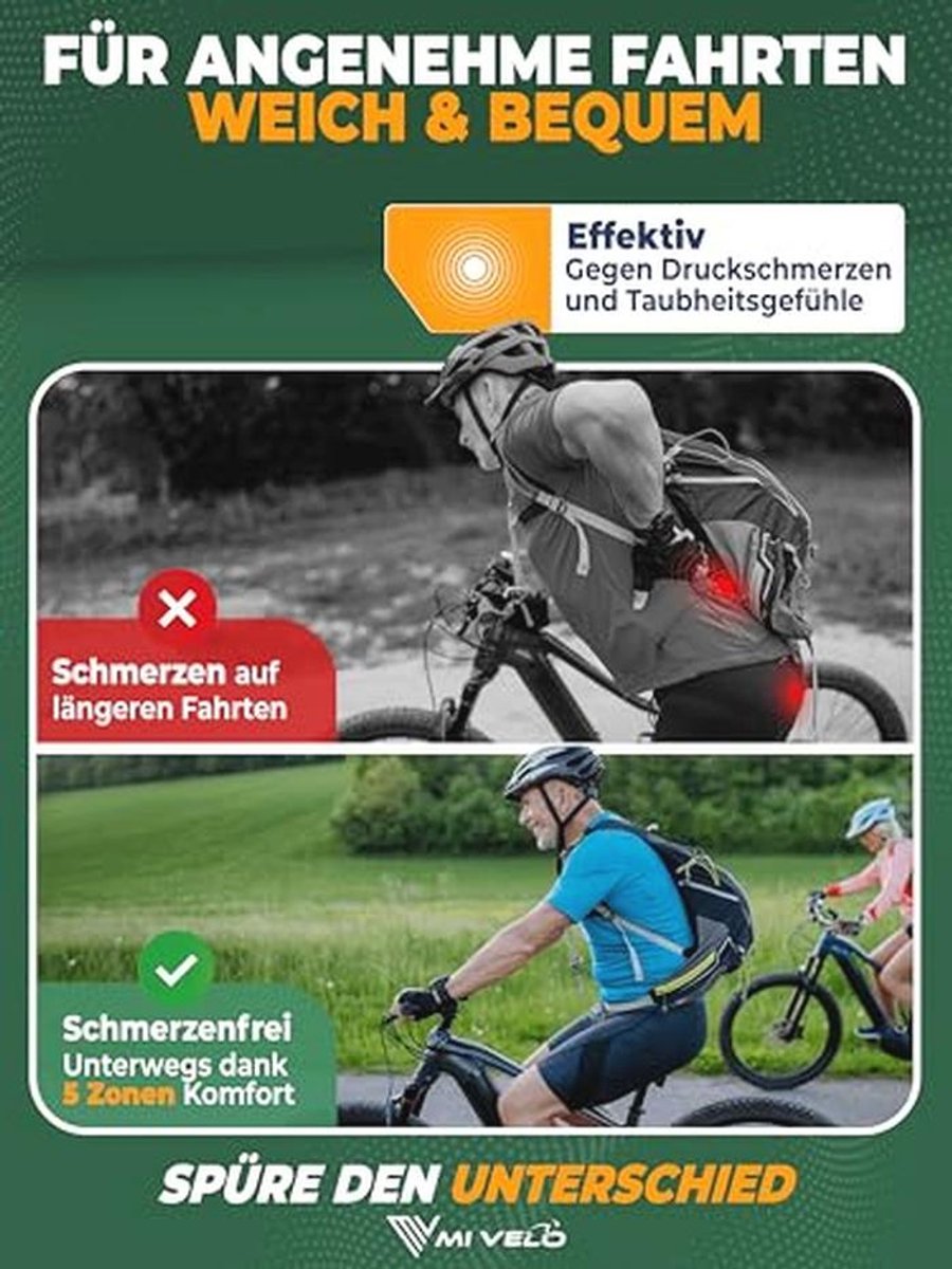 MIVELO Comfort Pro Fahrradsattel für Damen und Herren – Ergonomischer Memory-Schaum – Schwarz