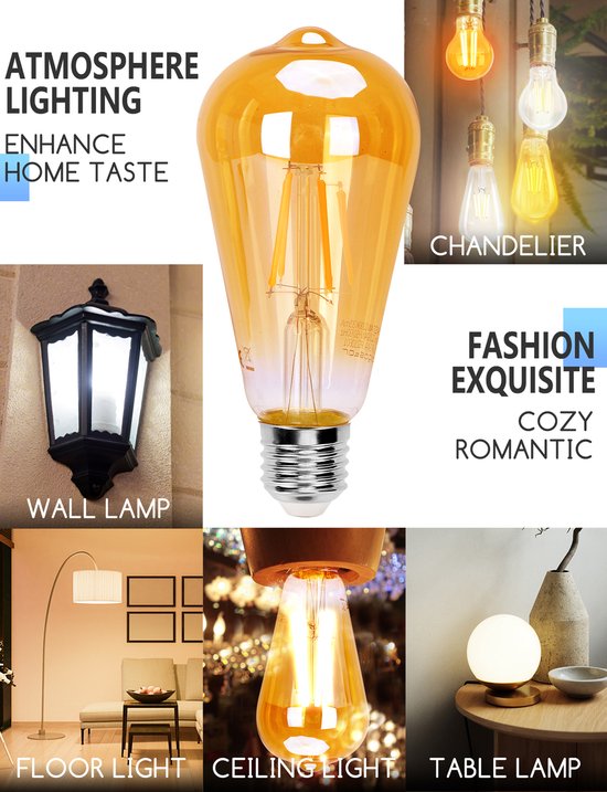 Aigostar 10YIE – ST64 – Intelligente Beleuchtung – Leuchtmittel E27 – Ø 6,4 cm – Steuerung per App – Dimmbar – Smart Bulb – 6 W