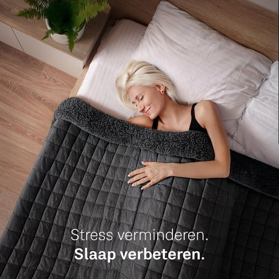 CozySense® Gewichtsdecke 7 kg - Gewichtsdecke - Gewichtsdecke - GLASS-Flow® Druckverteilung - 135x200 - Flanell Samt & Sherpa - Hypoallergen - Schwarz
