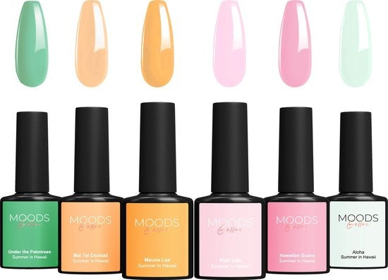Moods Gel Polish 6-teiliges Set - Gel-Nagellack - 8ML - Sommer auf Hawaii - Gellack - Nägel - Gel Polish Starter Pack - Pastellfarben
