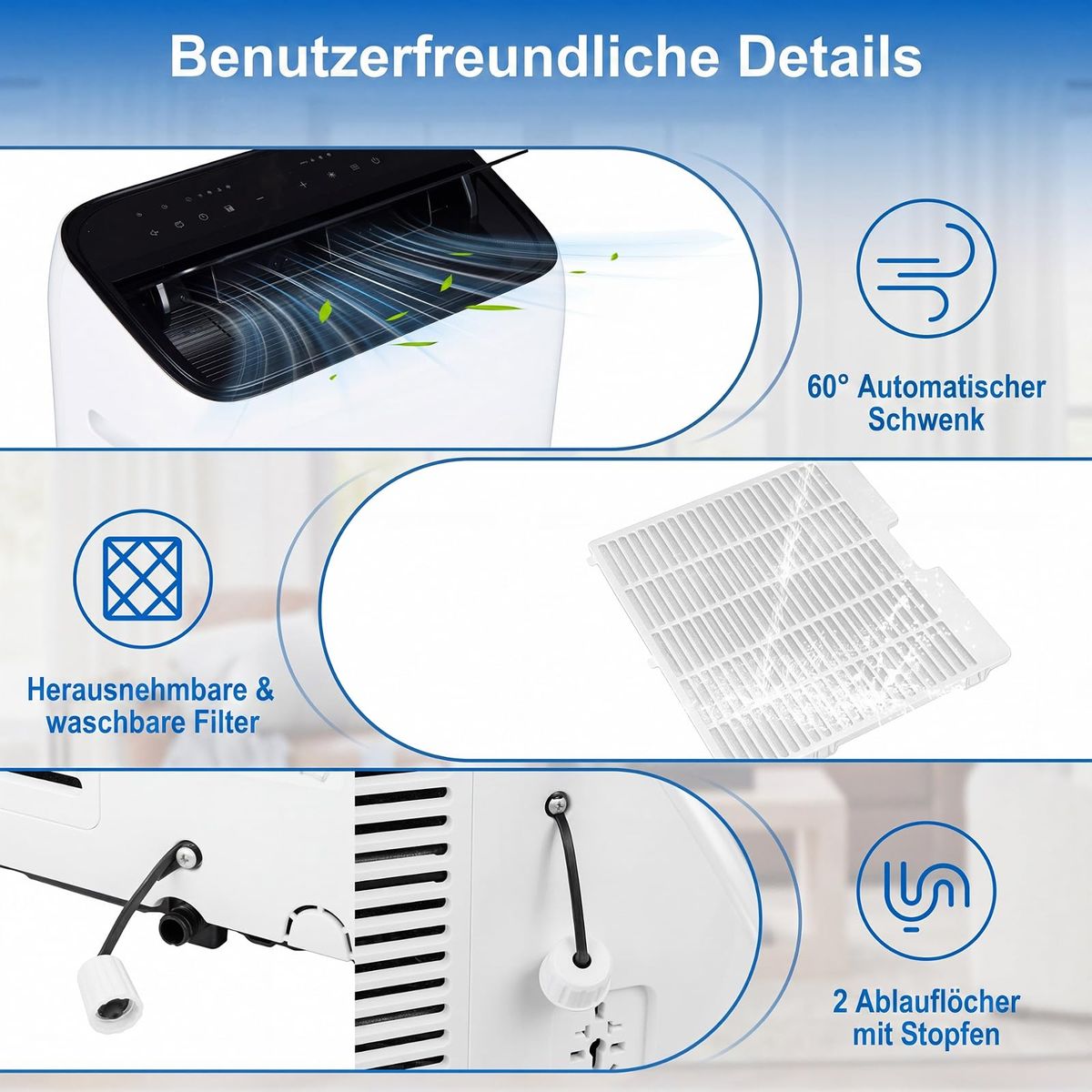 Coast Mobile Klimaanlage – 5-in-1-Klimaregelung – 12.000 BTU – Für Räume bis zu 46 m² – Weiß