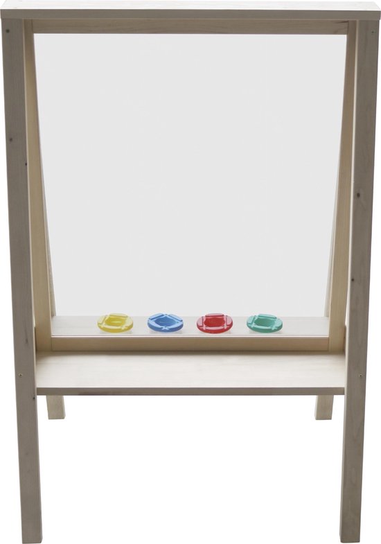 AXI Eric Malständer aus Holz in Naturbraun – Maltisch für Kinder für drinnen und draußen mit Plexiglasplatte und 4 Farbtöpfen – 50 x 70 x 105 cm