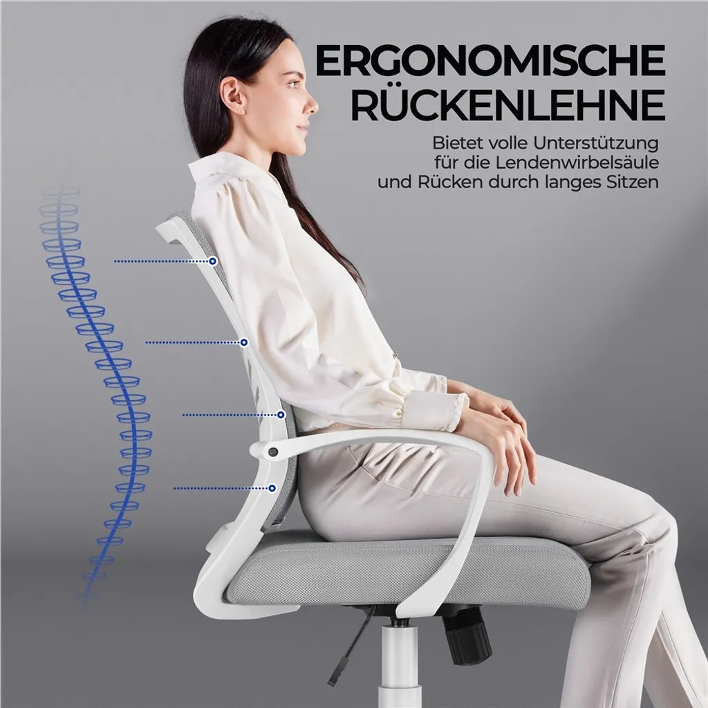 Yaheetech Bürostuhl - Ergonomisch - Hellgrau - Verstellbar