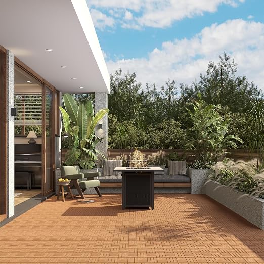 Yaheetech Terrassenplatten aus Akazienholz – FSC-zertifiziert – Klicksystem – Mit Entwässerung