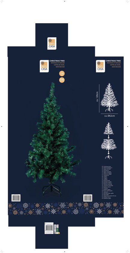 Arti Casa Kunst-Weihnachtsbaum 120 cm – Fichte für Weihnachten mit Weihnachtsbaumständer – Weihnachtsbaum aus Kunststoff – Weihnachtsdekoration für den Innenbereich – Grün