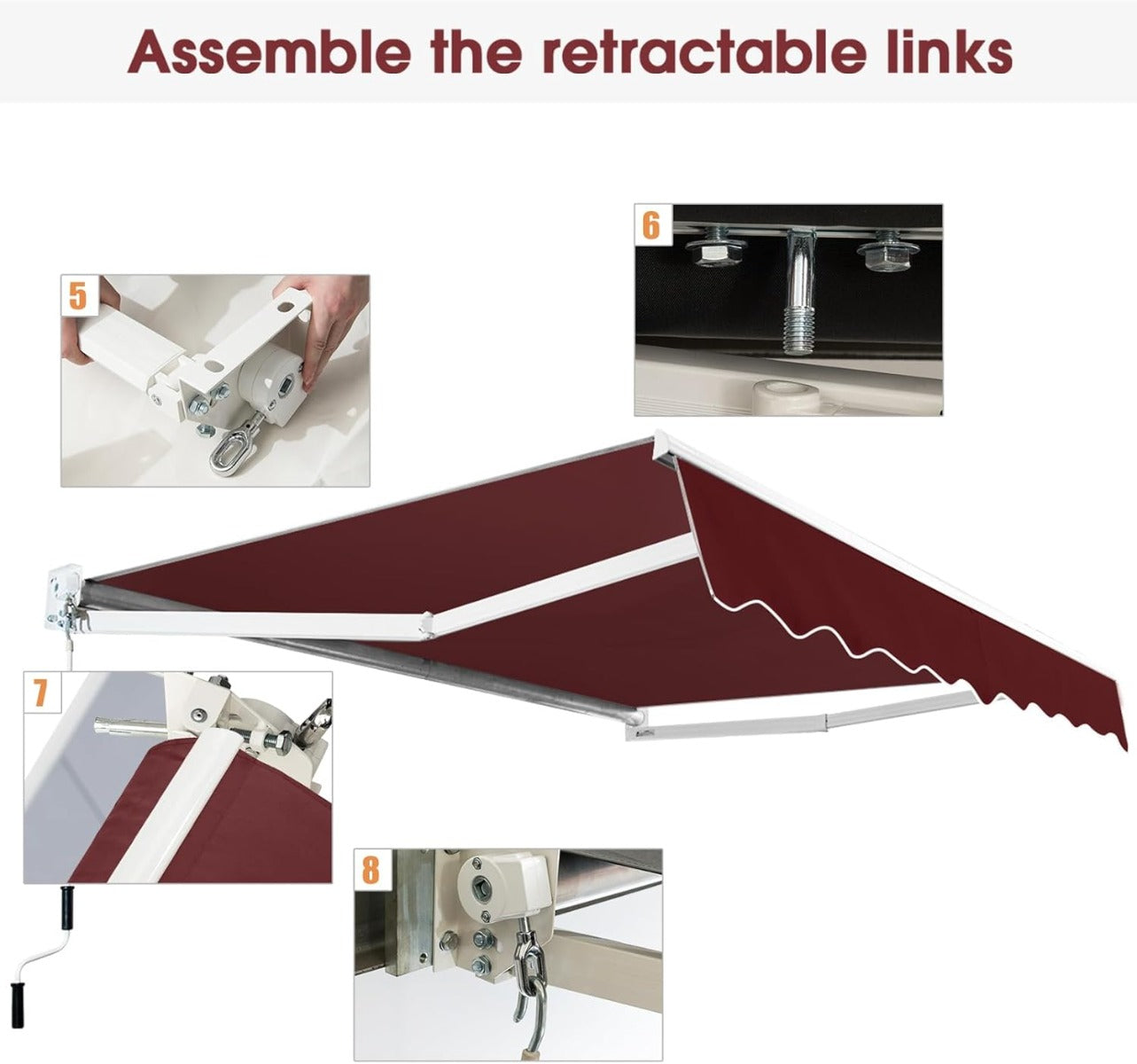 Coast 2,5 x 2 m weinroter Fallschirm mit manueller Glocke und UV- und wasserbeständigem Tuch