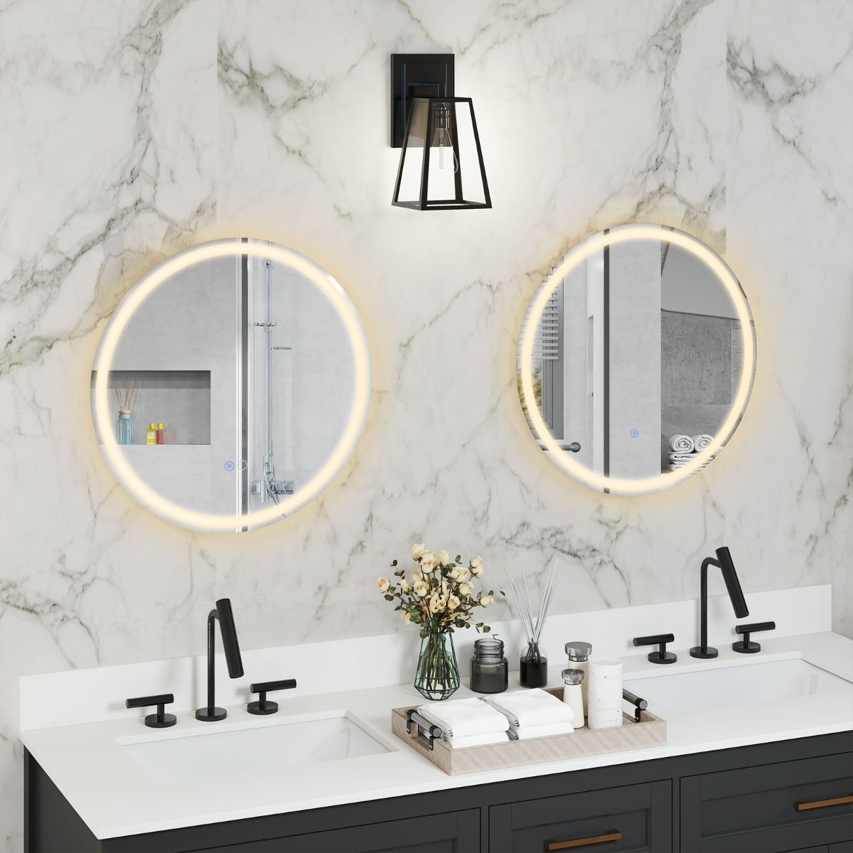 Coast LED-Badezimmerspiegel – dimmbar mit Antibeschlagfunktion – Speicherfunktion – silber 60 x 60 cm