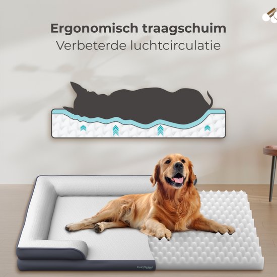 CozySense® Orthopädisches Hundekörbchen 100 x 70 cm - Größe XL - Wasserdichtes Hundebett mit waschbarem Bezug - Geeignet als Sitzkissen - Weiß