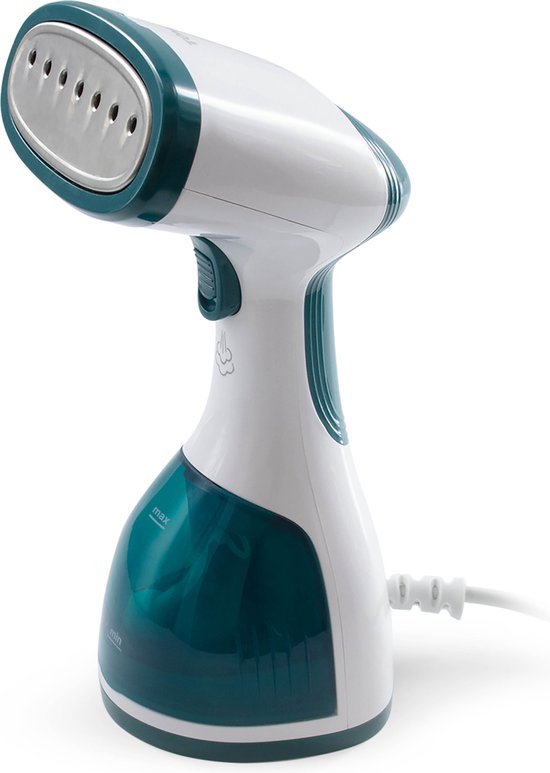 Tomado TSH1201W - Kleidungsdampfer - Handdampfer - Entwirrer - Dampfreiniger - Inkl. 2 Bürstenaufsätze - Weiß/Türkis