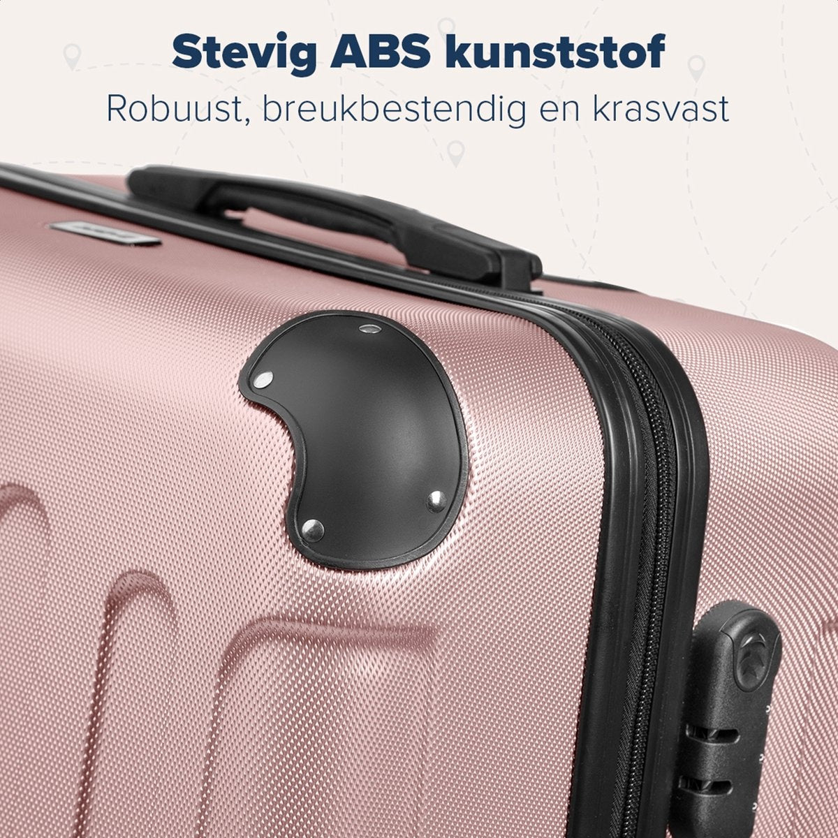 TRVLMORE - Kofferset - 3 Stück - 38L (Handgepäck) + 70L + 110L - Rose Gold