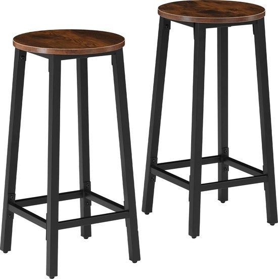 tectake - 2er Set Barhocker "Corby" - industriell - dunkelbraun - 404332