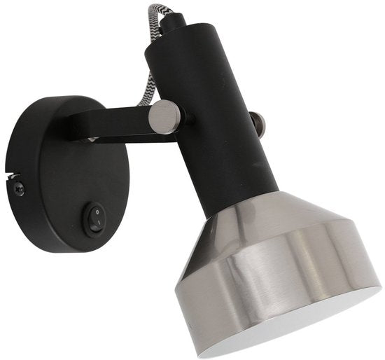 Spot-Wandleuchte Acier 3337ZW Schwarz, E27-Fassung, dreh- und neigbar, Metall, Mexlite