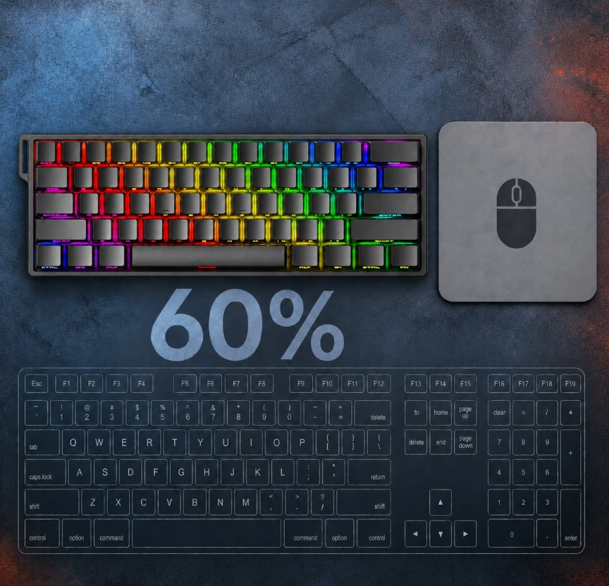 AULA WIN60 HE Gaming-Tastatur – 60 % kompakt – magnetische Schalter – 8000 Hz – Rapid Trigger – RGB – 30,2 x 10,9 cm