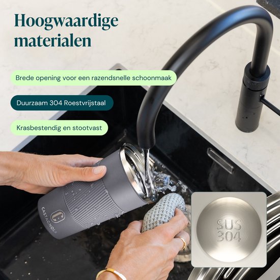 Castagnola Thermobecher – Kaffeebecher zum Mitnehmen – Reisebecher für Kaffee und Tee – Teebecher – 510 ml – Edelstahl – Grau