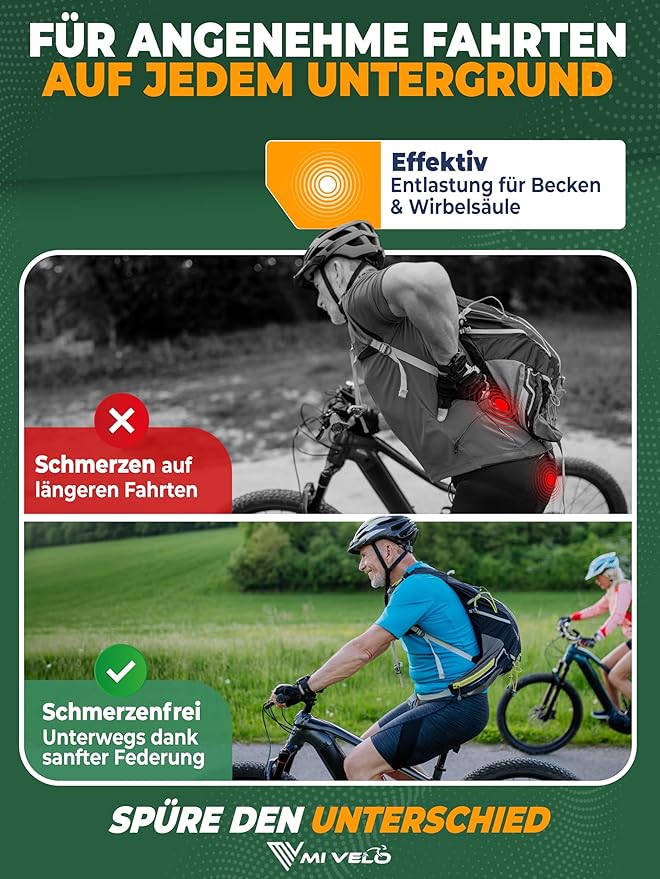 MIVELO Federsattelstütze - Einstellbar - 40 mm Federweg - Max. 120 kg - 31.6 mm - Schwarz