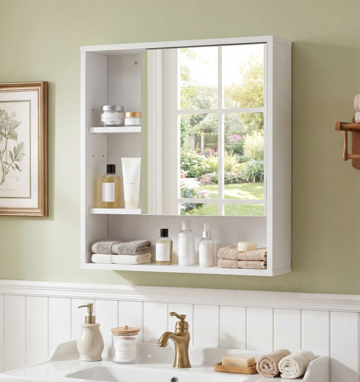 Coast Wandschrank mit Spiegel und verstellbarem Einlegeboden – 56 x 16 x 61 cm