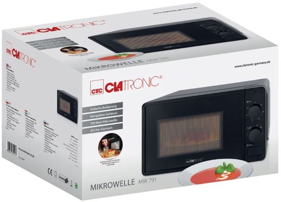 Clatronic MW 791 Schwarz Solo-Mikrowelle für die Arbeitsplatte 20 l 700 W