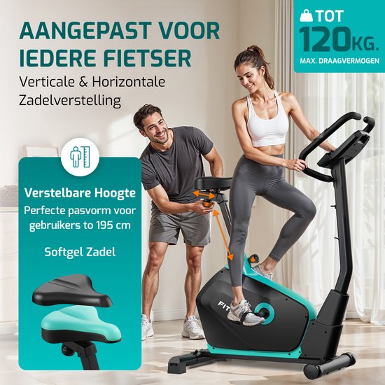 FITAGE Hometrainer - Fitness Bike mit 32 Widerstandsstufen - Tablet Halterung für Bluetooth Kinomap & Zwift - Bike Low Entry, Ergonomisch & Leise - Hometrainer Fitness für Zuhause