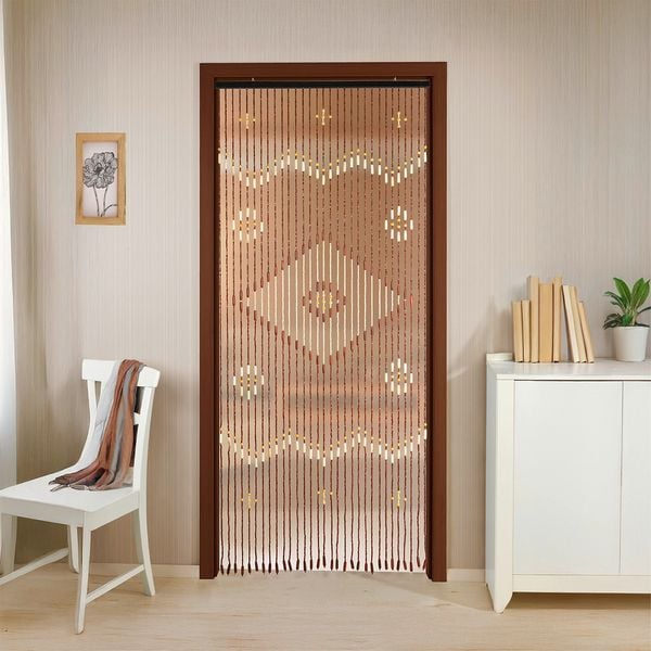 Maximex Perlenvorhang „Rhombus“, mehrfarbig – 90 x 200 cm – Bambus und Ahornholz
