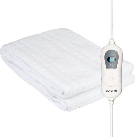 Auronic Elektrische Heizdecke - 1 Person - 150x80cm - mit Eckgummis - Weiß