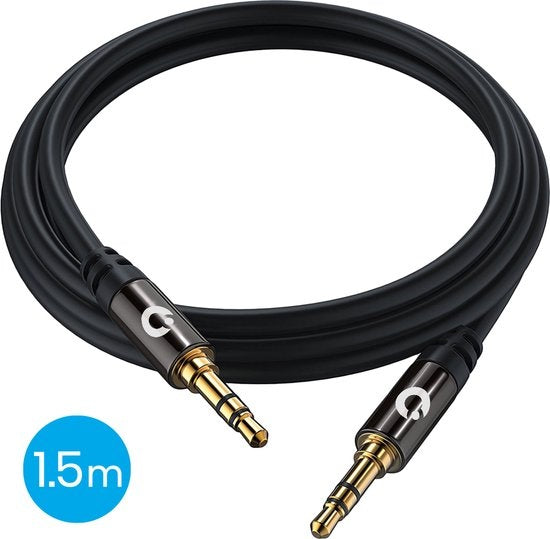 Auronic AUX-Kabel - Audiokabel 1,5 m - 3,5 mm - Stecker auf Stecker - Schwarz