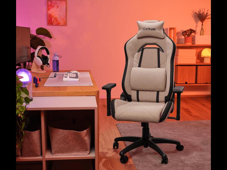 Trust GXT 723 Ruya Gaming-Stuhl – Bequemer Stoffbezug – Beige