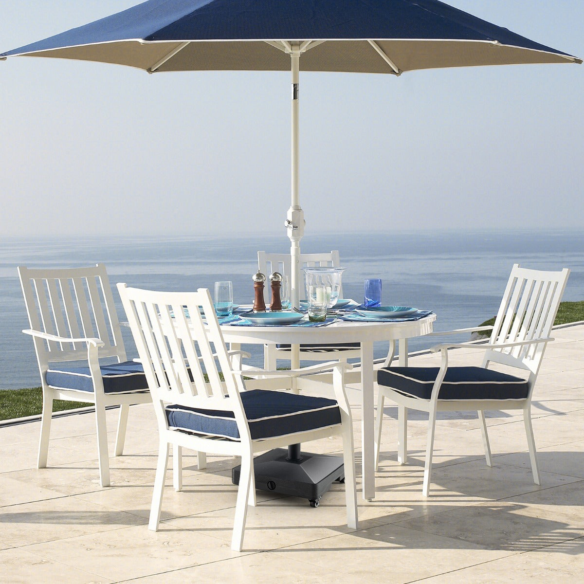 Coast Sonnenschirmbasis auf Rädern - befüllbar - Max. 25 kg - 45 x 44 x 40 cm - Schwarz