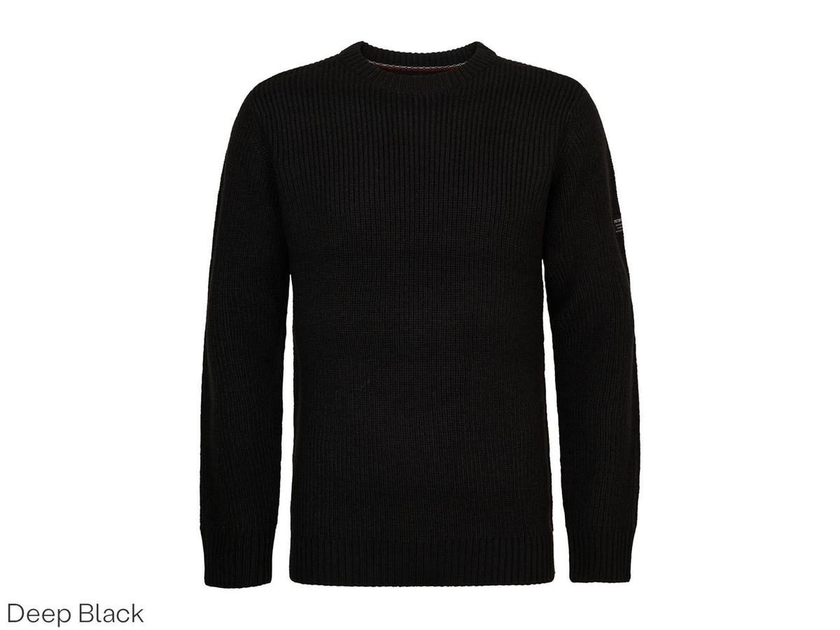 Petrol Strickpullover mit Rundhalsausschnitt – Basic-Design – Größe XXL – Deep Black