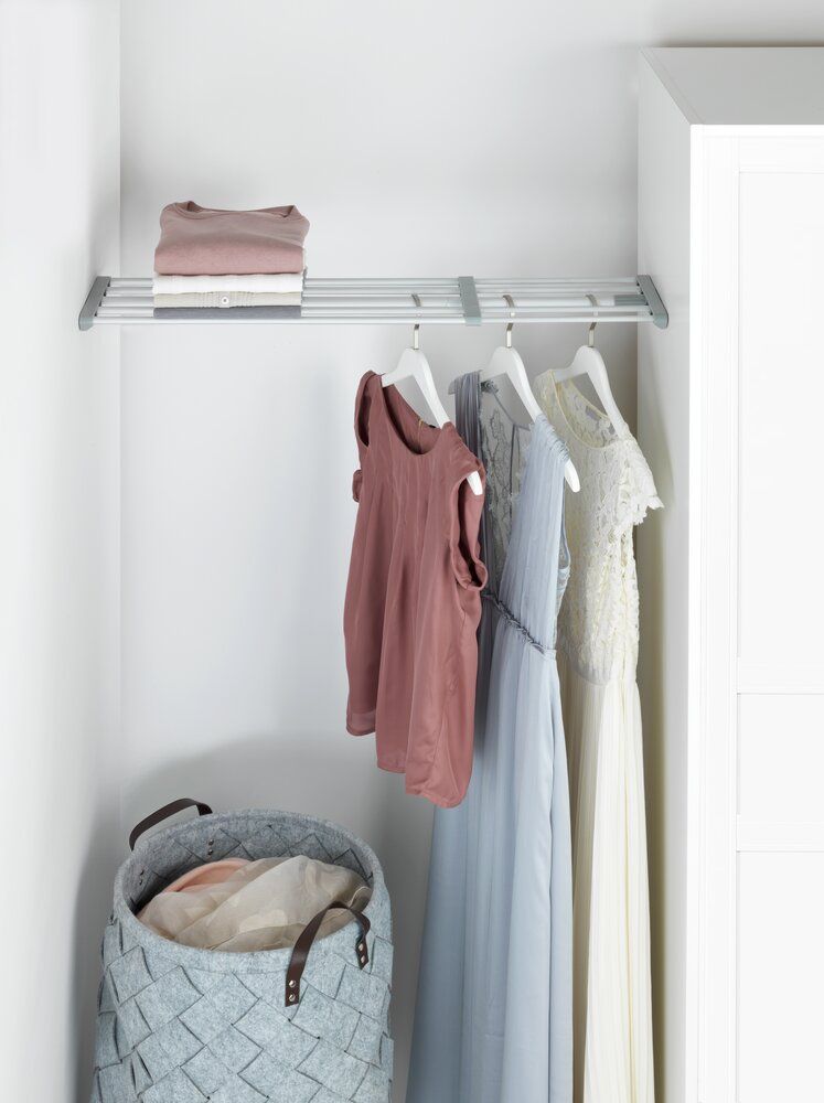 WENKO Teleskop-Klammerregal Grau/Silber – 70–120 cm – Ohne Bohren