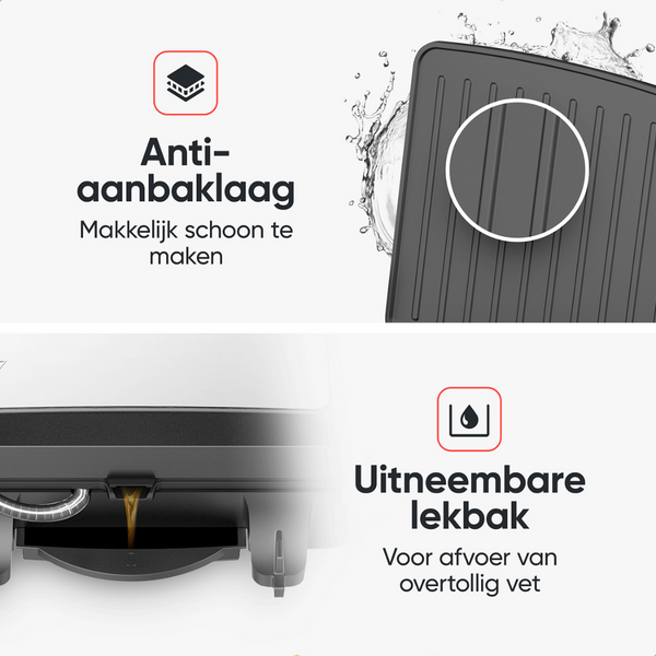 Kitchenwell - Kontakt Grill - KN381 - Sandwichmaker - Aluminium - Silber/Schwarz