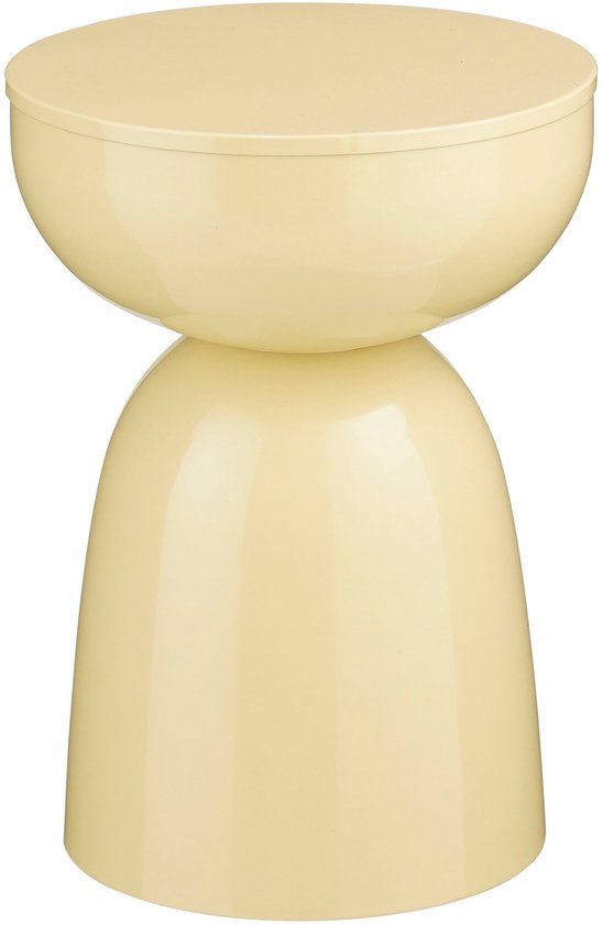 Mica Decorations Elliot Beistelltisch – Runder Beistelltisch H45 x Ø32 cm – Beistelltisch für Wohn- oder Schlafzimmer – Ideal als Pflanzentisch – Eisen mit Pulverbeschichtung – Beige
