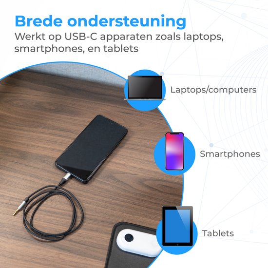 Nuvance AUX-zu-USB-C-Kabel – AUX-Kabel mit USB-C-Anschluss – 1 Meter – USB-C-zu-AUX – geflochtenes Nylon – USB-C-AUX – USB-C-zu-Klinkenstecker