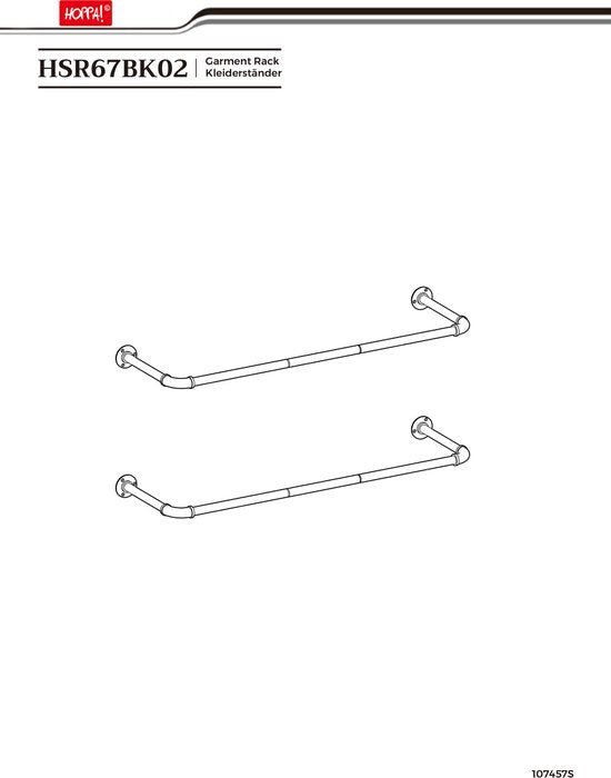 Hoppa! – Kleiderständer, 2er-Set – Industriedesign – Schwarz, 92 x 30 x 7,5 cm