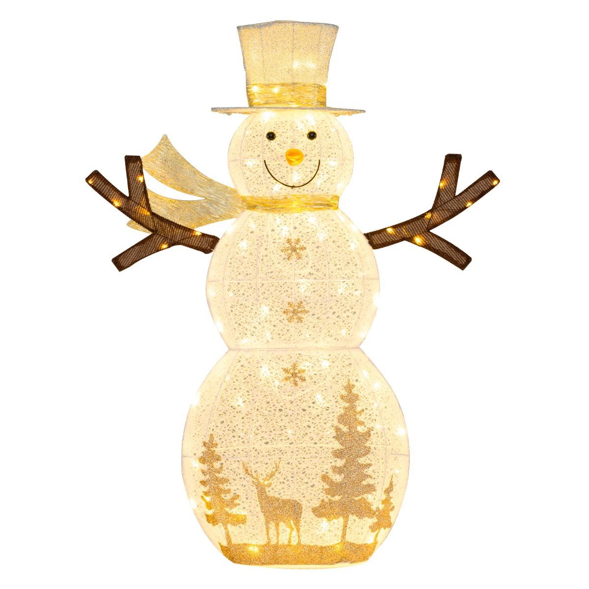 Coast LED-Schneemann-Weihnachtsdekoration – 100 warmweiße LED-Lämpchen – 141 cm hoch – mit Hut und Schal – weiß