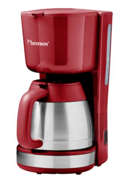 Bestron ACM100SPNR Kaffeemaschine – 8 Tassen – 1 l – 900 W – Rot – 33,7 × 27 × 16,5 cm
