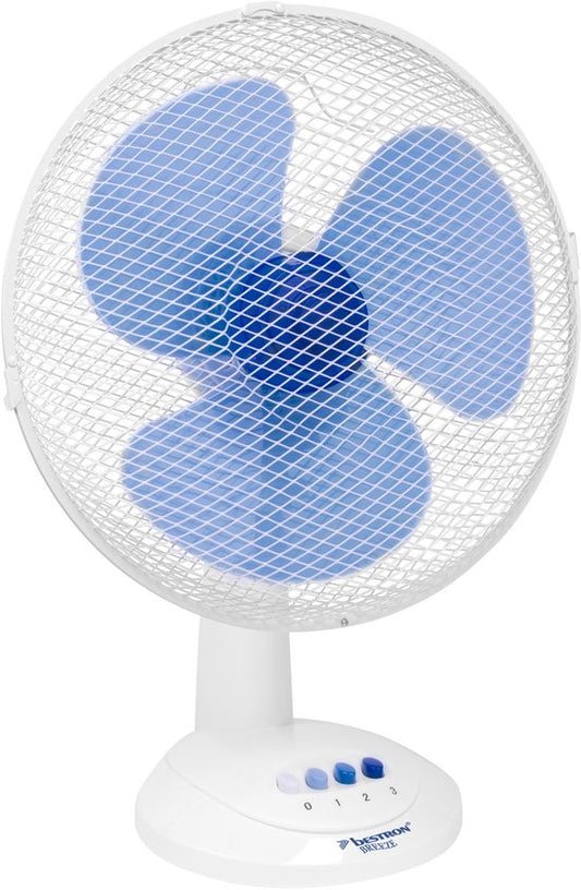 Bestron Tischventilator Ø 35cm, Ventilator mit 3 Geschwindigkeitsstufen & 75° Grad Drehfunktion, 40Watt, DDF35W, Farbe: weiß