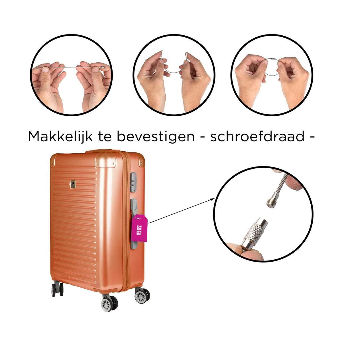 TRVLMORE Gepäckanhänger - Leder - Für Koffer und Taschen - 7 Stück - Verschiedene Farben