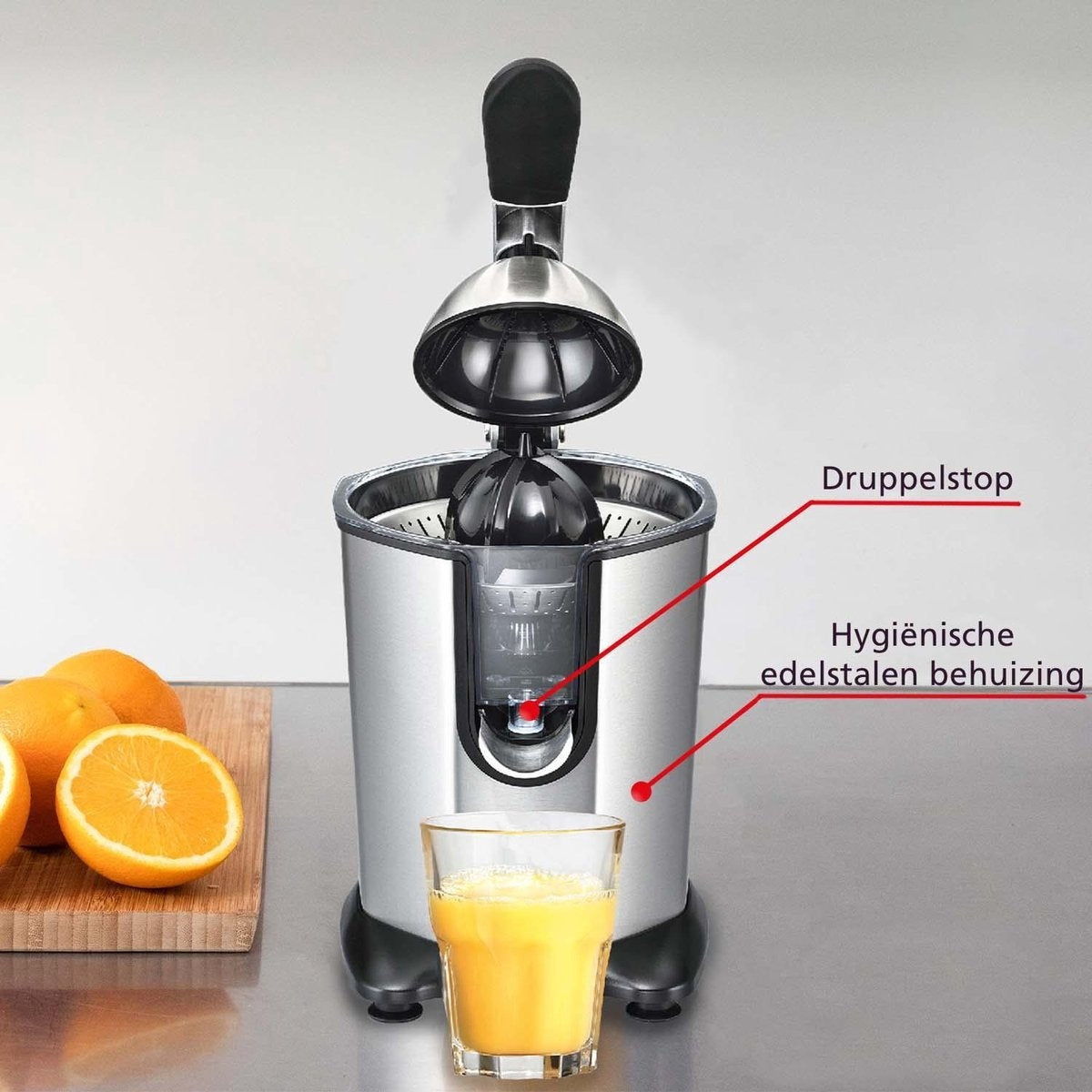 Solis - Citrus Juicer 8453 - Elektrische Orangenpresse - Stahl - 160 Watt - Silber/Schwarz