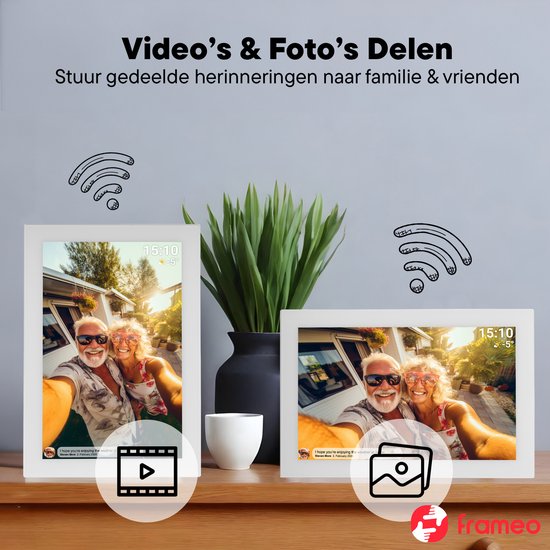 Denver Digitaler Fotorahmen - Mit 10,1-Zoll-Glasdisplay - Frameo App - WiFi - IPS-Touchscreen - 16GB - Weiß