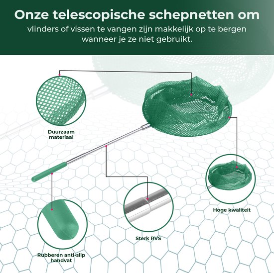 Dutchwide Schöpfkescher - Teich - Fisch - Schmetterling - Netz - ausziehbar - Kinder - Pool - Fischnetz - Schaufel - Netz - Kinder - Spielzeug
