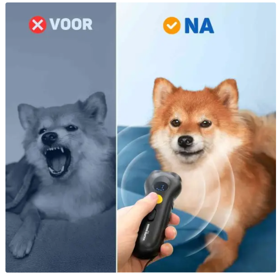 Vulpes Goods® - Ultraschall-Anti-Bell-Gerät Elite - 13 x 4,5 cm - Mit 3 Modi und variablen Frequenzen und Taschenlampe und USB-C wiederaufladbar - Für Hundetraining und Verhaltenskorrektur - Schwarzer ABS-Kunststoff