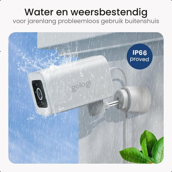 Gologi - Premium Sicherheitskamera - mit Nachtsicht - Überwachungskamera - 4MP - IP Kamera - Ton- und Bewegungserkennung - Mit Kabel - Mit Wifi und App - Weiß