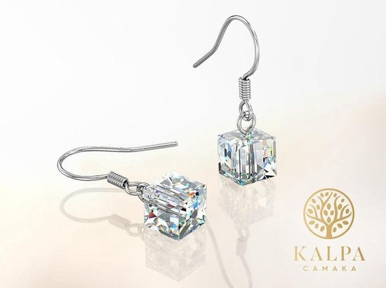 Yolora Damen Ohrringe mit Kalpa Camaka Kristallen - Silber - 18K Weißgold vergoldet - Damen Ohrringe Silber - Schmuck - Geschenkbox - Luxus Geschenkbox - Geschenkbox - Schöne Geschenkverpackung - Exklusive Geschenkverpackung - Geschenk zum Muttertag