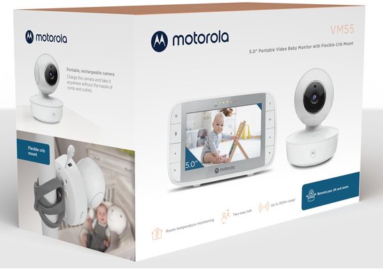 Motorola Nursery Babyphone mit Kamera – Babyphone VM 55 – Babykamera mit Farbdisplay, Zwei-Wege-Kommunikation und Infrarot-Nachtsicht – 300 m Reichweite – Zoomen, Neigen und Drehen