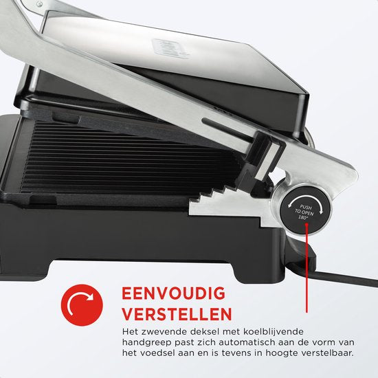 Bourgini - Kontaktgrill - 29cm x 23cm - Panini-Grill und Toast-Eisen - PFAS-freie Keramikbeschichtung