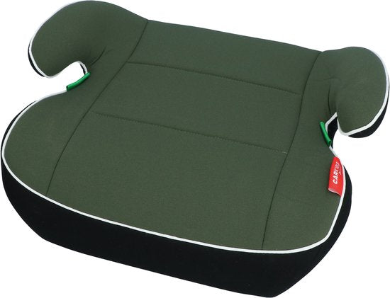 Carkids I-Size Sitzerhöhung Sam – Entspricht der Norm I-Size R-129 – Für Kinder von 125–150 cm – Abnehmbarer und waschbarer Bezug – Flexible Montage – Grün/Schwarz