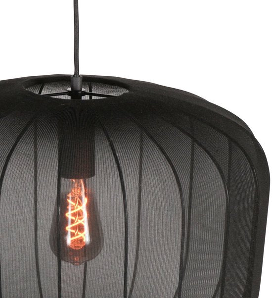 Anne Lighting – Hängeleuchte – Sable – schwarz – Leinen und Metall – Ø 45 cm – E27 – 4191ZW