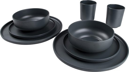 Bo-Camp – Industrial – Geschirr – Patom – 16-teilig – Anthrazit
