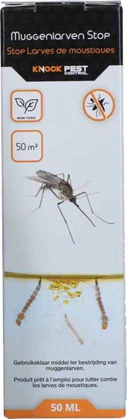 Knock Pest Control Mosquito Larvae Stop 50 ml - Mittel zur Bekämpfung von Mückenlarven - Geeignet für die Behandlung von stehendem Wasser - Teich und Aquarium - Wirksame Wirkung für bis zu 4 Wochen